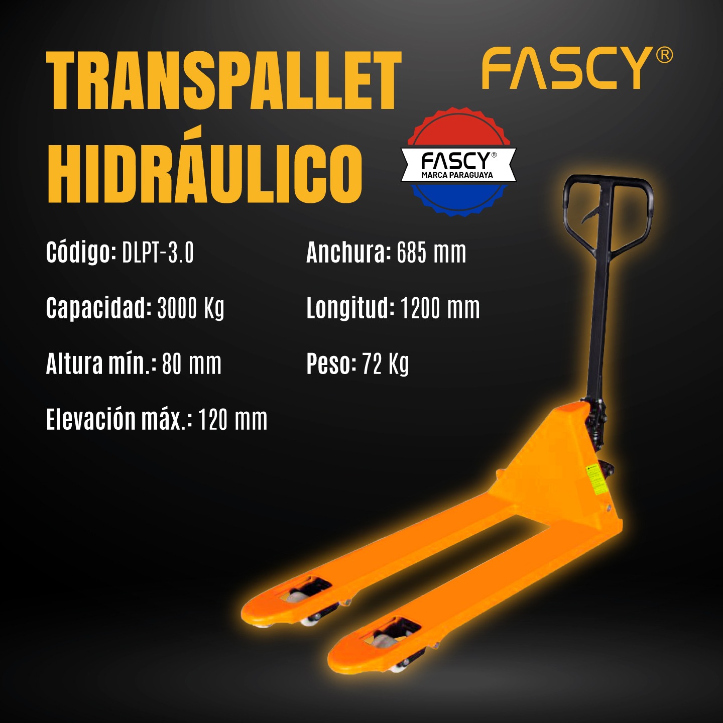 TRASPALLET HIDRAULICO 3000KG - FASCY 2